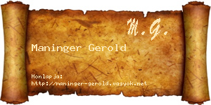 Maninger Gerold névjegykártya